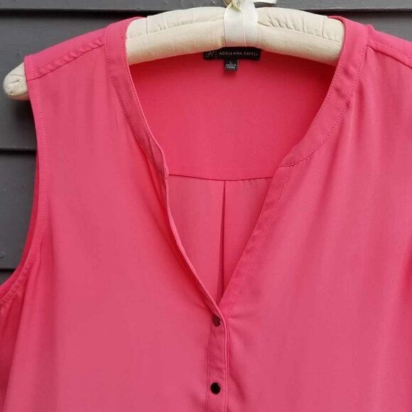 Adrianna Papell Coral Button Down Sleeveless Blouse size Large - Picture 7 of 8